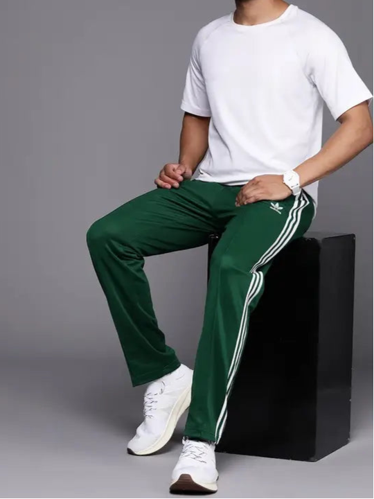 ADIDAS ORIGINALS  Men Striped Green Track Pants
