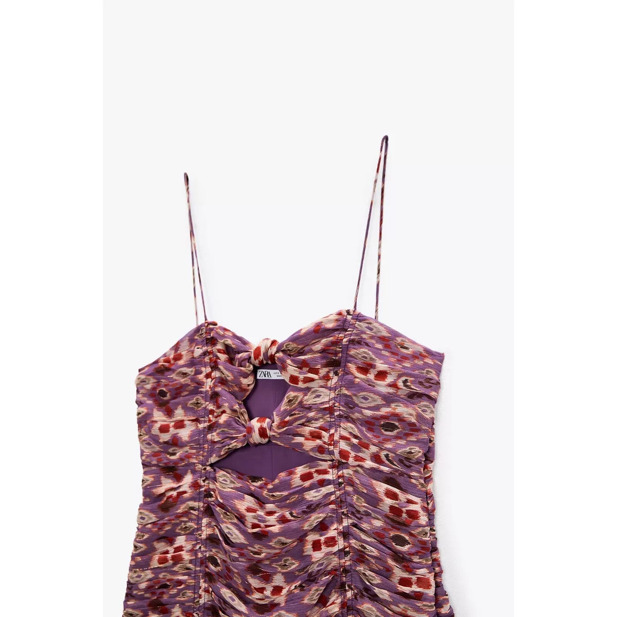 PRINTED DRESS WITH DRAPING (size:s)