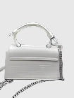 ZARA White Animal Croc Embossed Print Shoulder Hand Bag Gold Tone Chain Strap